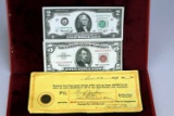 1976 $2 Note, 1963 $5 Red Seal Note + 1929-S Wheat Penny given as extra dividend