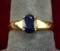 14K Gold Ring w/ Sapphire Colored Stone, Sz. 6.5