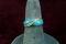 14K Gold Ring w/ Turquoise Colored Stone - Diamond Accents, Sz. 6.5