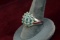 Sterling Silver Cluster Ring w/ Aqua Marine Colored Stones, Sz. 10