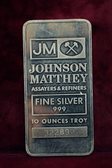 10 Troy Oz .999 Fine Silver, Johnson Matthey #322892