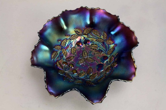 Northwood Amethyst Carnival Glass Footed Bowl