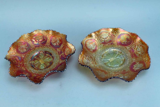 2 Fenton "Dragon & Lotus" Marigold Bowls