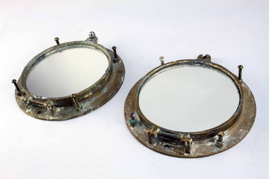 2 Brass Port Holes w/ Mirror Inserts