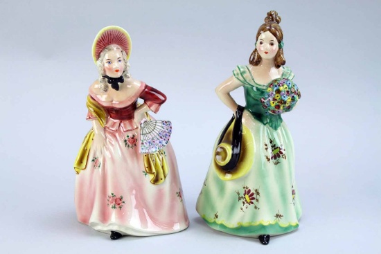 Wien Keramos- Austria: Nancy #2926 & Shirley #2925 Porcelain Figurines