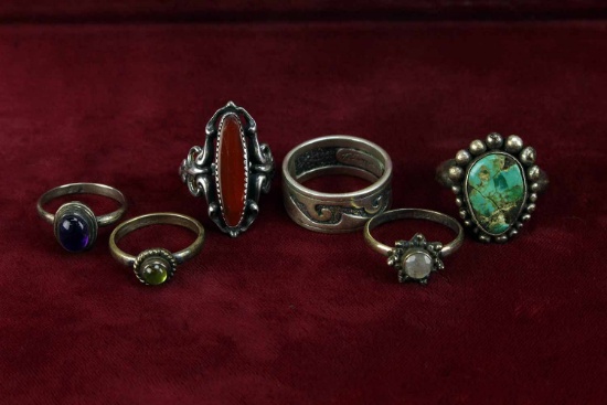 Assorted Sterling Silver Rings, Sz. 6-9