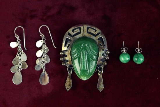 Mexican Style Brooch - Pendant & Earrings