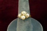 14K Gold Pearl Ring, Sz. 8, 4.9 Grams
