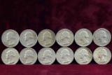 12 Washington Silver Quarters; 6-1964-P & 6-1964-D
