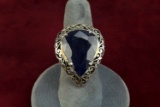 Sterling Silver Ring w/ Large Blue Stone, Sz. 7