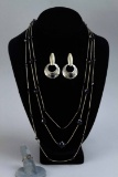 Silver Necklace, Earrings & Ring