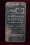 10 Troy oz .999 Fine Silver, Johnson Matthey #322879