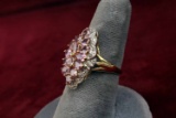 Ladies 10K Gold Ring w/ Rose Colored Stones, Sz. 6.5