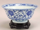 Antique Chinese Blue & White Porcelain Bowl, 19th Century