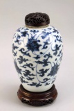 Antique Blue & White Lotus Design Porcelain Jar, Maybe Ming - Ching Transition, 17th Century
