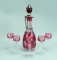 Cranberry Decanter w/ Cordial Glasses