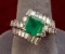 Emerald & Diamond Ring, 14 & 18k Setting, 2.95 Cts. Diamonds, Sz. 9