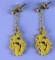 24K (.999) Gold Dragon Earrings, 4.1 Grams