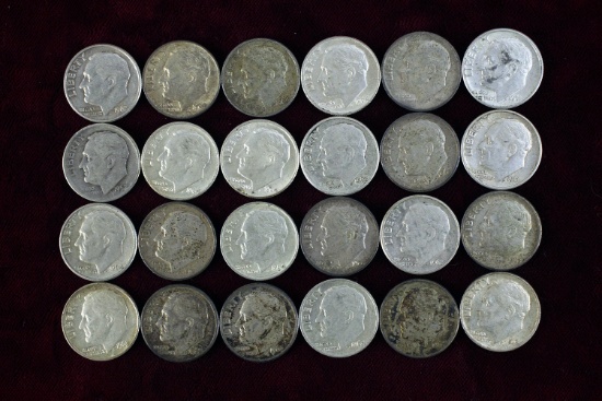 24 Roosevelt Silver Dimes