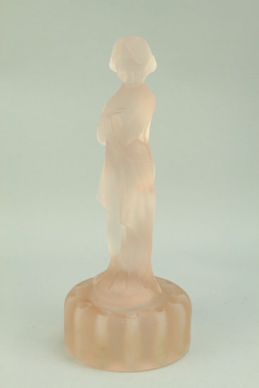 Cambridge Camphor Glass "Draped Lady" Figural Flower Frog, Ca. 1930s