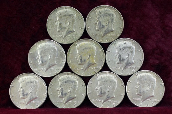 9 Kennedy Half Dollars; 2-1967, 4-1968, 3-1969