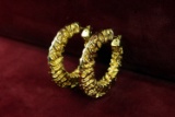 14k Gold Hollow Hoop Earrings, 10.6 Grams
