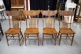 4 Oak Pressed Back Chairs