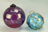 Etched Glass Ball & Blown Glass Net Float Ball