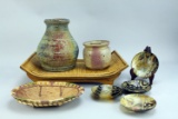 Pottery Vase, Container, Woven Stand, Bowls