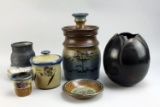 Hand Crafted Pottery Items: Lidded Jars, Vase