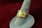 14k Gold Men's Ring w/ Green Stone, Sz. 10, 6.5 Grams