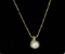 14k Gold Pearl & Diamond Pendant w/ 14k Chain