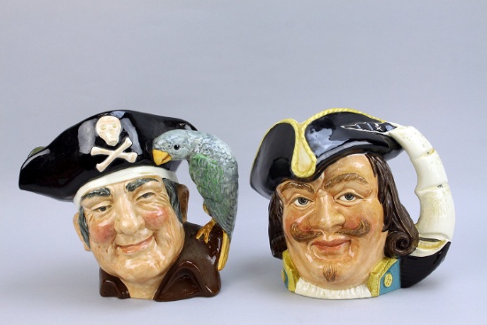 Toby Mugs "Long John Silver" & "Capt. Henry Morgan" Royal Doulton, England