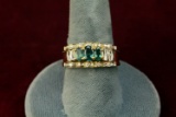 14k Gold Alexandrite & Diamond Ring, Sz. 9, 9.5 Grams