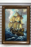 Oil Ship at Sea Painting