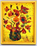 Flowers with Yellow Background - Oil on Canvas by Dee Rundall