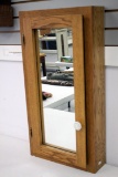 Oak Finished Mirrored Wall Cabinet , 15.5