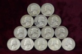 14 various dates/mint Washington Silver Quarters