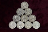 10 various dates/mint Washington Silver Quarters