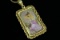 14k Gold, Enamel on Porcelain Art Nouveau Style Pendant, 14k Chain