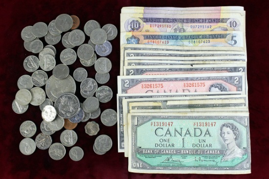 Bag of Collectible Mostly Canadian Coin/Currency