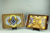 Vintage Butterfly Wing Art Trays - Masonic