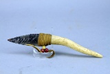 Horn Handled Native American Style Obsidian Knife