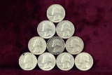 10 various dates/mints Washington Silver Quarters