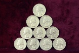 10 various dates/mints Washington Silver Quarters