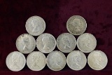 11 Canadian Silver Half Dollars, various dates