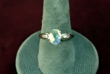 10k Gold Ring w/ Large Faceted Stone, Sz. 9