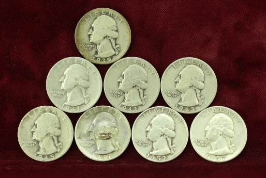 8 Washington Silver Quarters