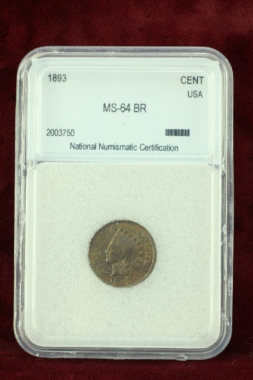 1893 Indian Head Cent, MS64 BR by NNC