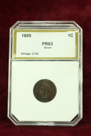 1885 Indian Head Cent, PR63 Brown by PCI